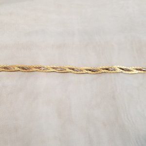 Italian 14k Two-Tone Gold Twined Herringbone Bracelet